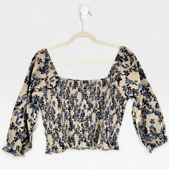 NWT MATA TRADERS Theodora Smock Top Blouse In Birch Blossom Hand Print Batik L - Picture 3 of 10